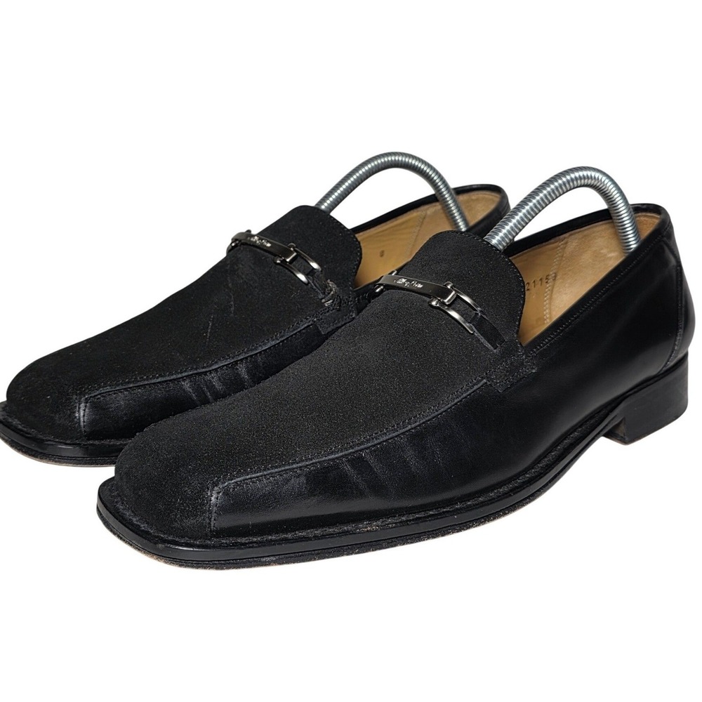 Mezlan Dolmen Mens Black Leather Suede Bit Loafers Square Toe Shoes 8 M